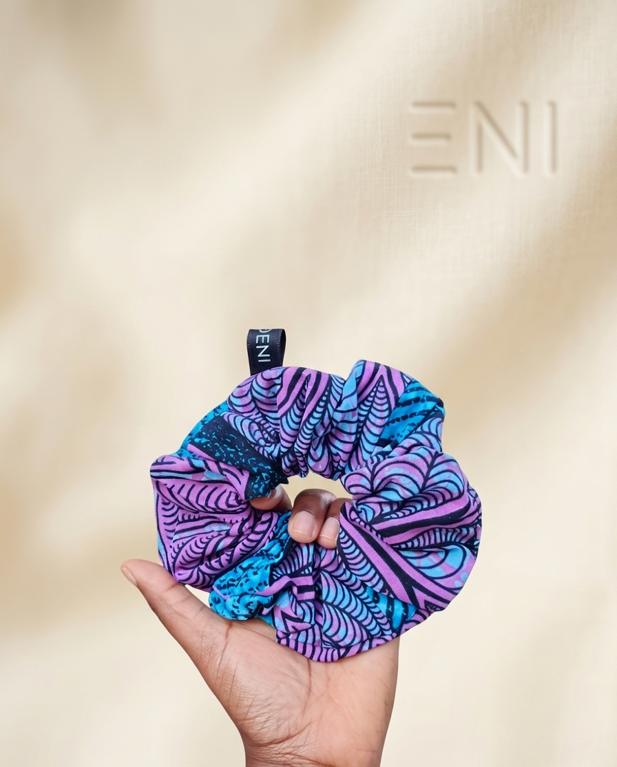 FUCHSIA FOLIAGE ANKARA SCRUNCHIE