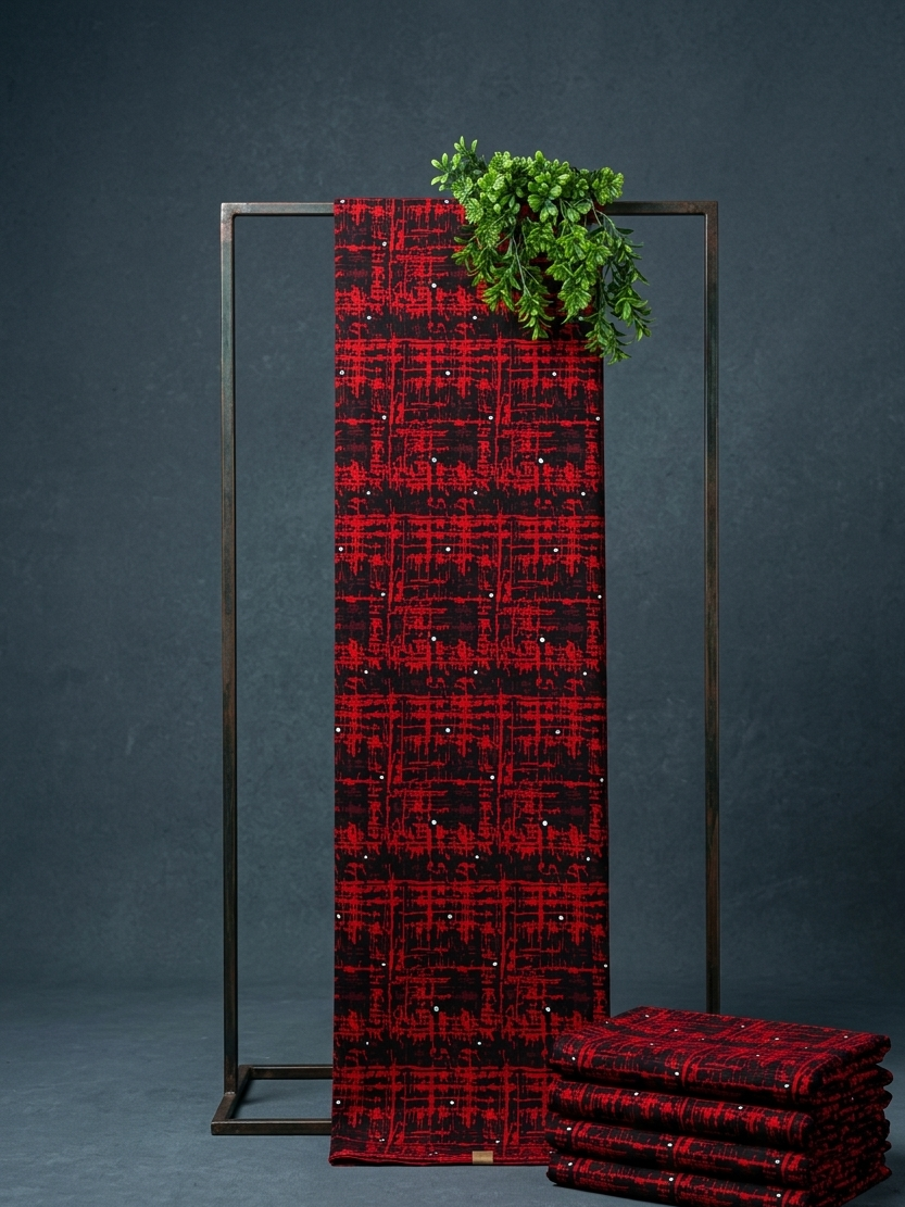 Red patterned african wax  fabric